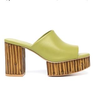 Cult Gaia - Judith leather 100mm platform mules Palm Green
